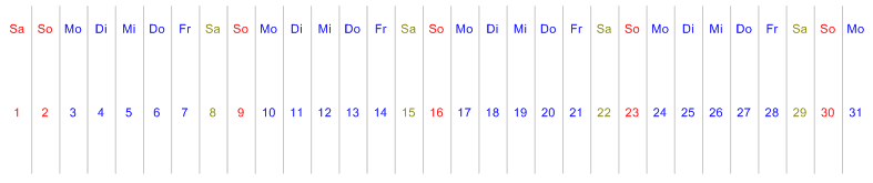 Heyer's Kalender-Studio - Monat (einzeilig)