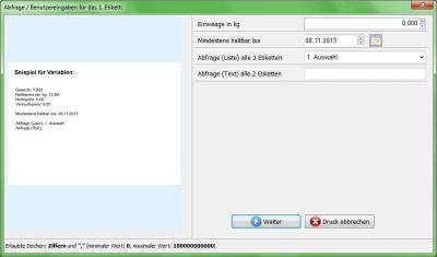 Zum Vergrößern anklicken! Heyer's Etiketten-Studio Pro - Variablen