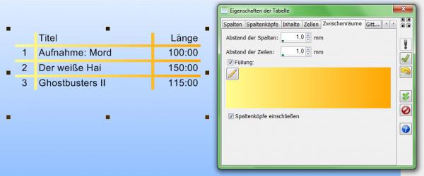 Zum Vergrößern anklicken! Heyer's Etiketten-Studio - Tabelle
