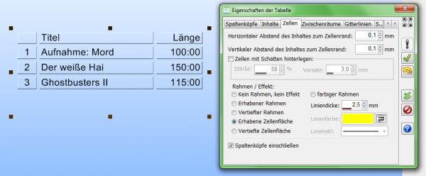 Zum Vergrößern anklicken! Heyer's Etiketten-Studio - Tabelle